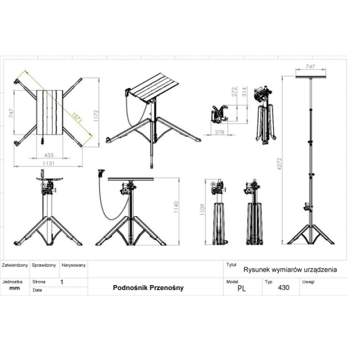 PL-430 cargo lift with remote control, for Black Diamond screwdriver