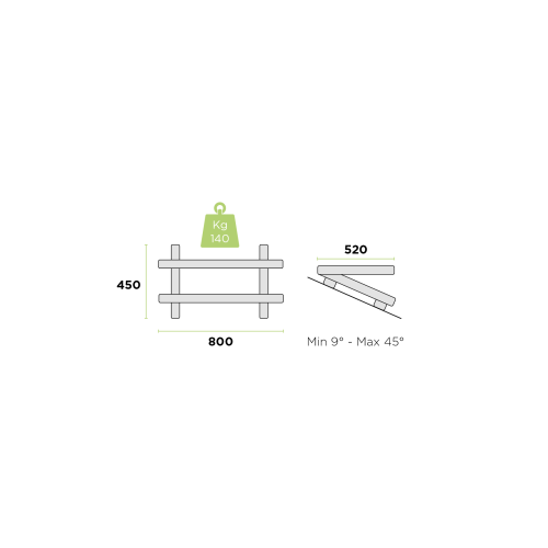 Roof bracket, slanted under Rodigas MT650 air conditioner | depth: 420mm