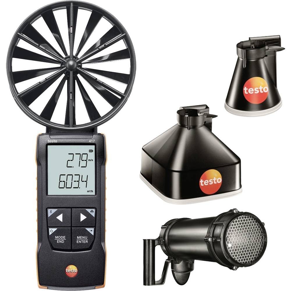 Testo 417 wind anemometer - Set with sleeves and straightener