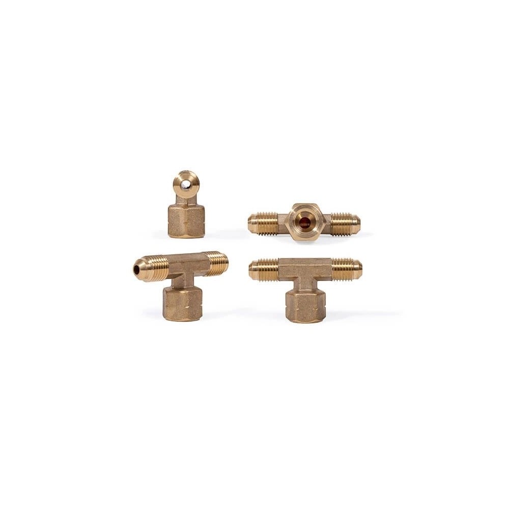 Brass tee 1/4 SAE M-F-M REFCO T6-4