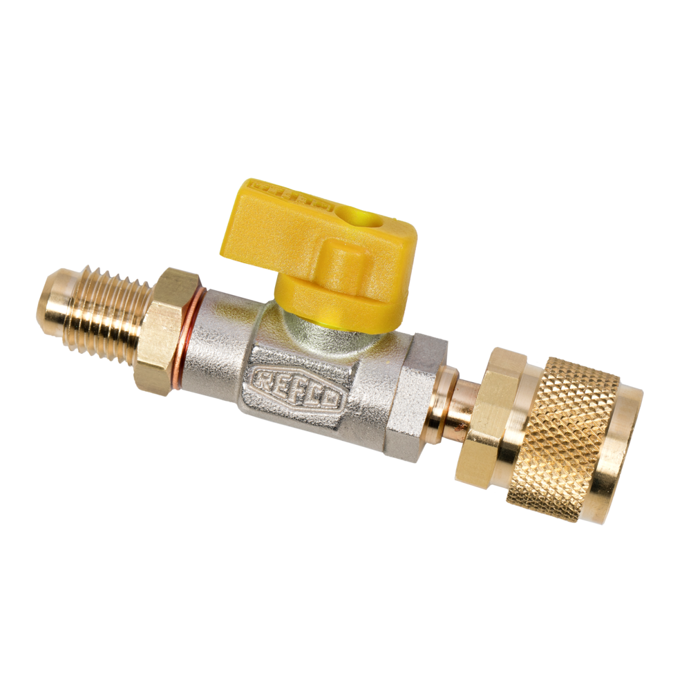 CA-1/4 "SAE-1/2"-20UNF REFCO hose shut-off ball valve.