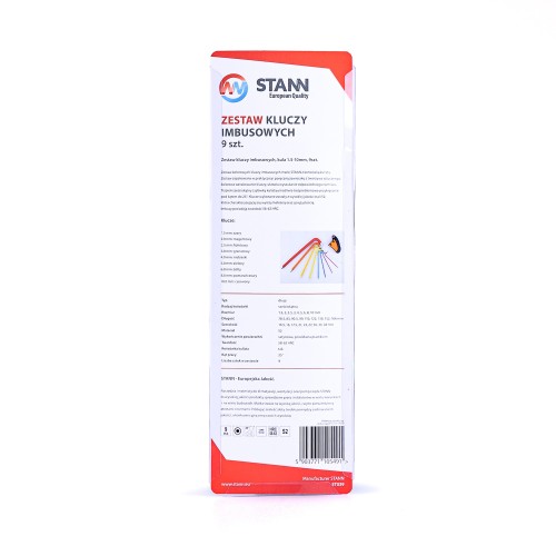 STANN Allen wrench set, ball 1.5-10mm, 9pcs.