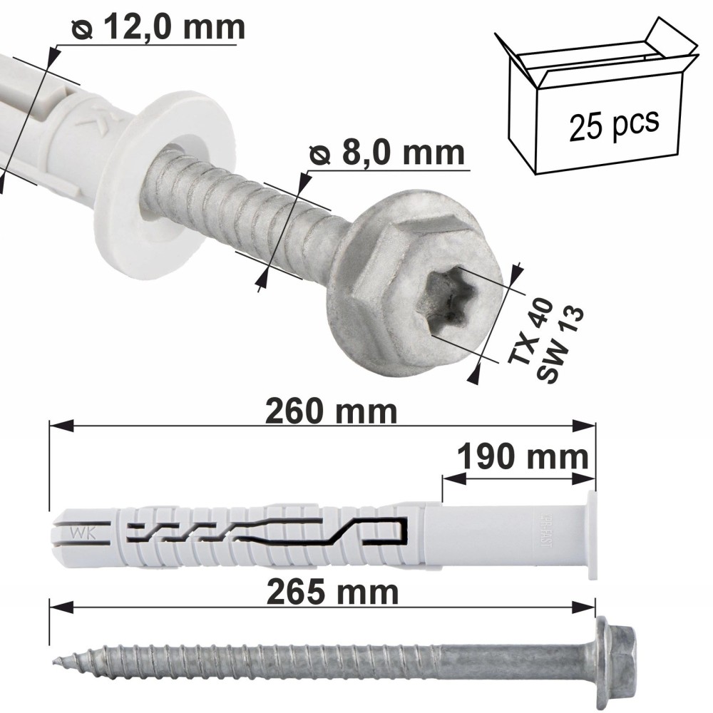 copy of Wkręt-met Kołek tworzywowy typu driva 8 mm x 23 mm