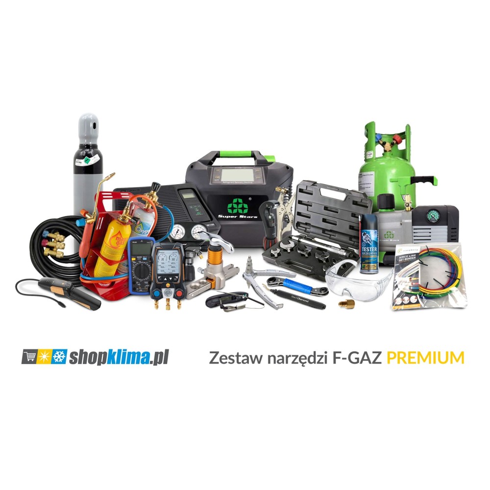 Zestaw narzędzi do klimatyzacji PREMIUM - certyfikat f-gaz na przedsiębiorstwo