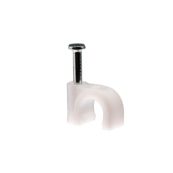 Cable holder white with nail 6mm 100pcs