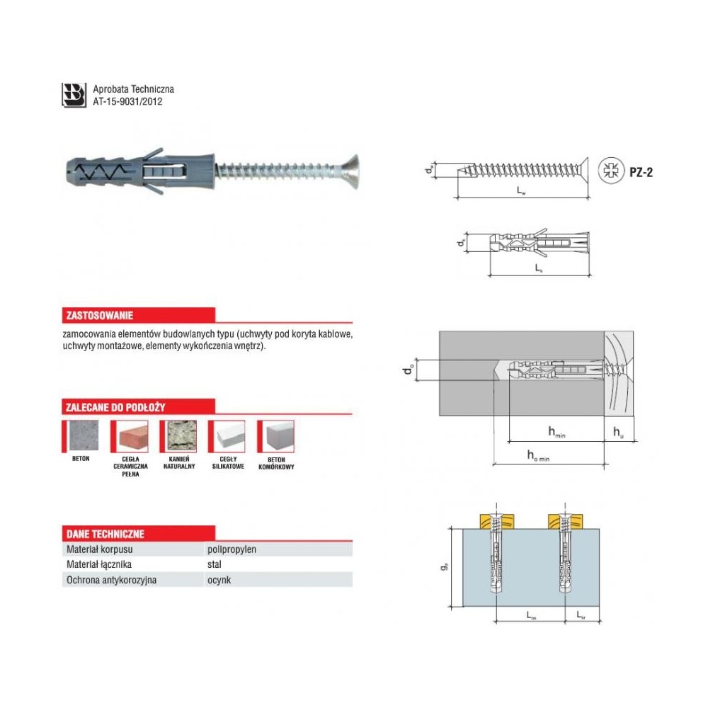 Wkręt-met Kołek tworzywowy typu driva 8 mm x 23 mm