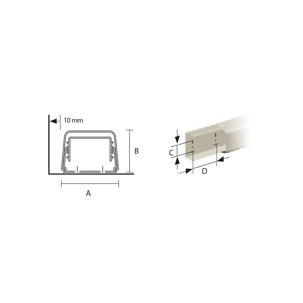 Installation trough white 2m, 110x75mm STANN