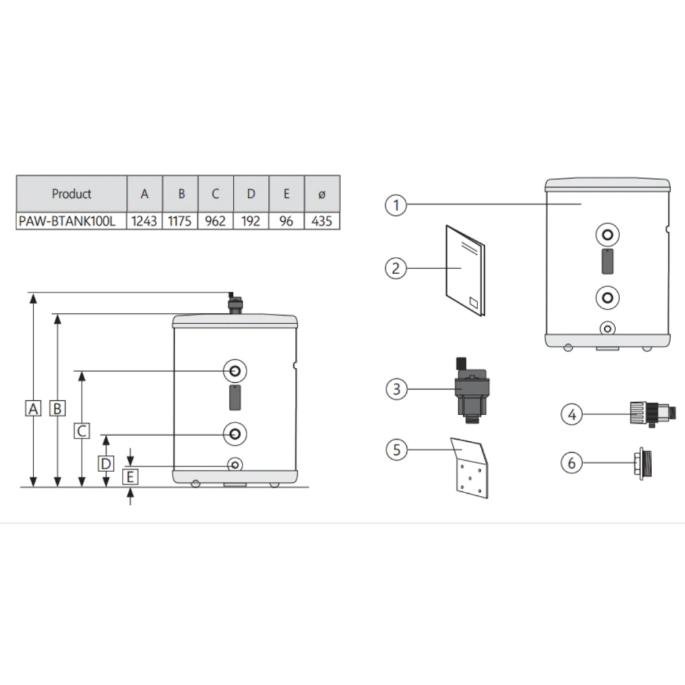 Panasonic PAW-BTANK100L stainless steel 100l buffer tank