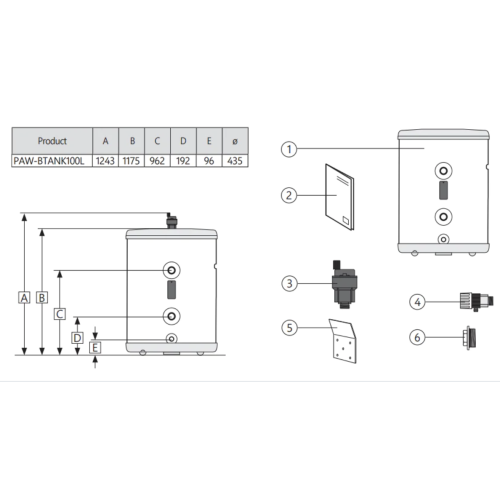 Zbiornik buforowy Panasonic PAW-BTANK100L ze stali nierdzewnej 100l