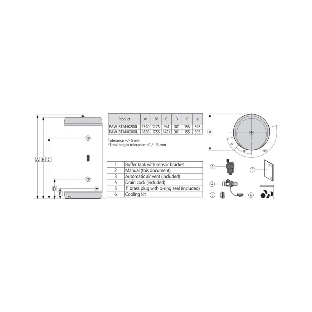 Panasonic PAW-BTANK200L stainless steel 200l buffer tank