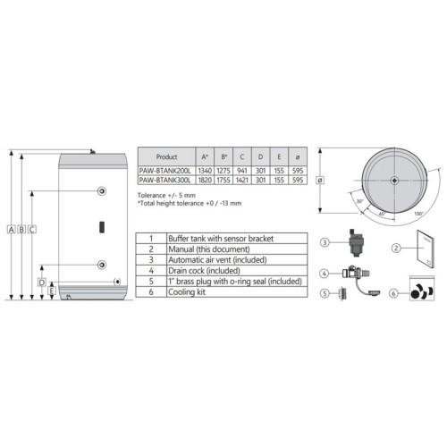 Zbiornik buforowy Panasonic PAW-BTANK200L ze stali nierdzewnej 200l