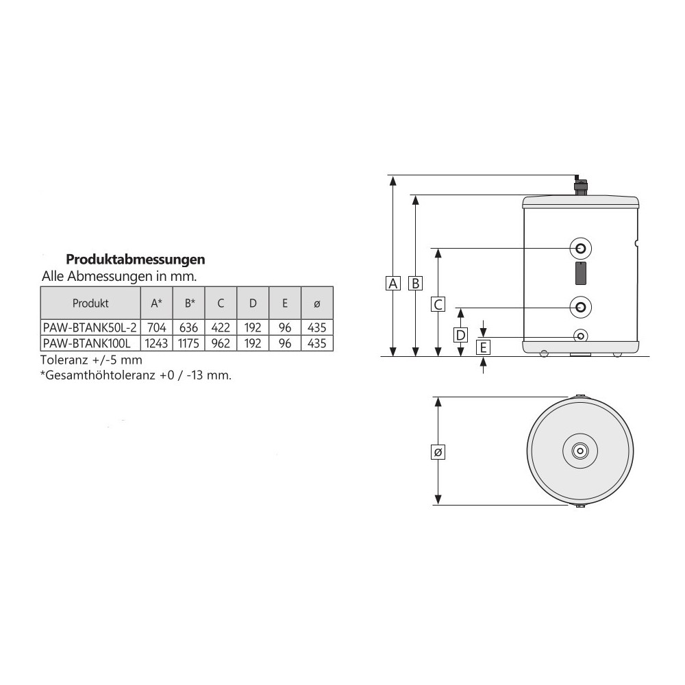Panasonic PAW-BTANK50L-2 stainless steel 50l buffer tank