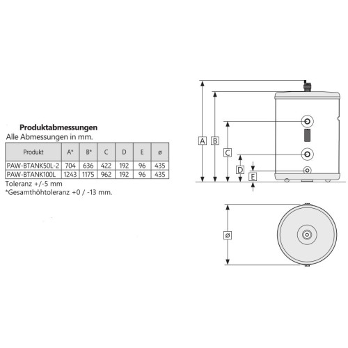 Panasonic PAW-BTANK50L-2 stainless steel 50l buffer tank
