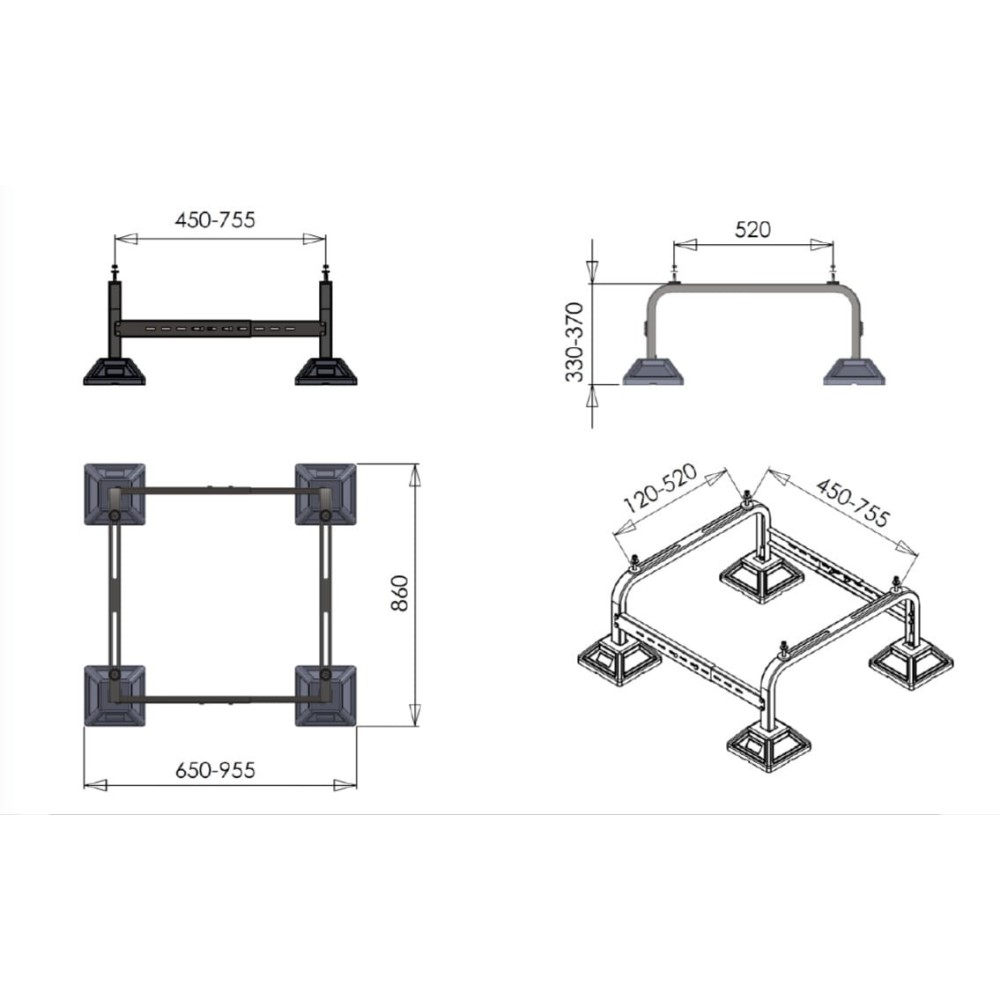 Držák pro tepelné čerpadlo, klimatizaci, VRF FrameFoot MINI FF-755
